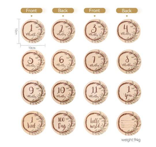 Eucalyptus Leaf Baby Milestone Cards Set (One Set)