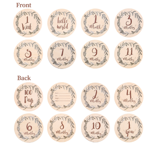 Eucalyptus Leaf Baby Milestone Cards Set (One Set)